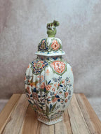 Potiche couverte ancienne faïence Desvres Fourmaintraux Xixe décor chinoiserie chien de Fô
