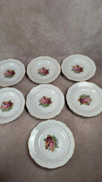 Lot de 7 assiettes creuses anciennes L’amandinoise – Faïence florale
