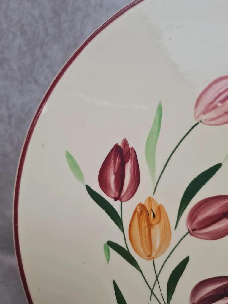 Grand plat Longchamp modèle Tulipes peint main diamètre 32 cm 🌷