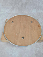 Miroir rond vintage métal & bois – à poser ou à suspendre