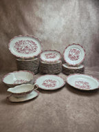 Lot de 12 assiettes creuses Seltmann Weiden Bavaria Theresia rouge