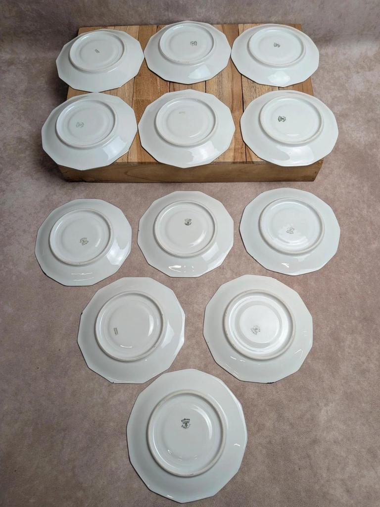 Service à café Art déco Limoges Unique signé Pailles – 27 pièces en porcelaine irisée