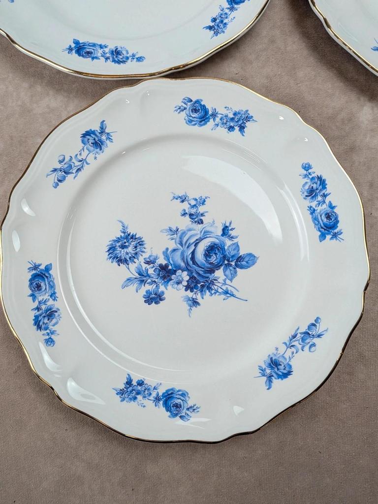 Lot de 10 assiettes plates Moulin des Loups Orchies – modèle Sully – fleurs bleues