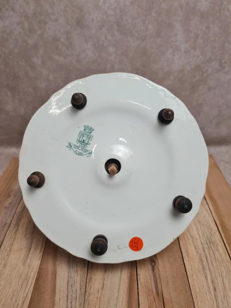 Huilier vinaigrier ancien Gien Clara terre de fer présentoir flacons verre Xixe 🏺