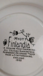 Lot de 3 assiettes creuses + plat – Myott Finlandia – Angleterre