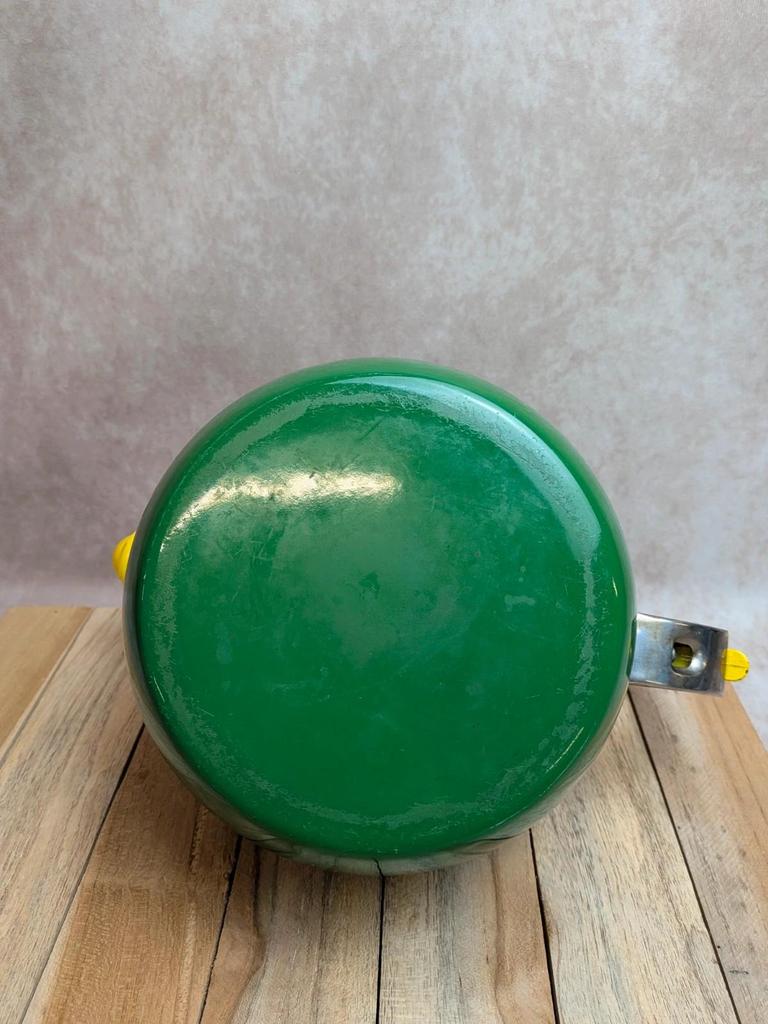 Bouilloire sifflante vintage pomme 🍏 Tôle émaillée verte et jaune