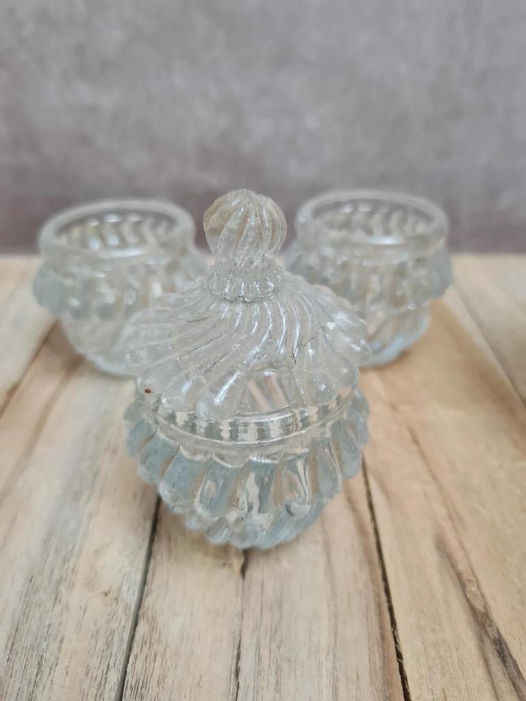 Huilier vinaigrier ancien Gien Clara terre de fer présentoir flacons verre Xixe 🏺