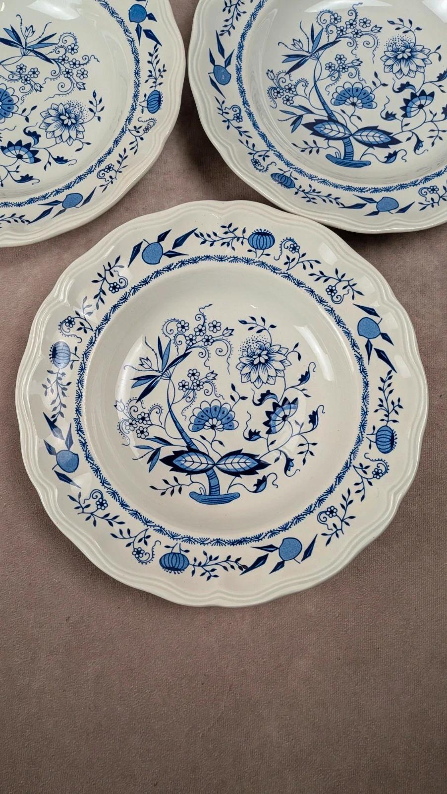 Lot de 5 assiettes creuses Lunéville décor bleu traditionnel