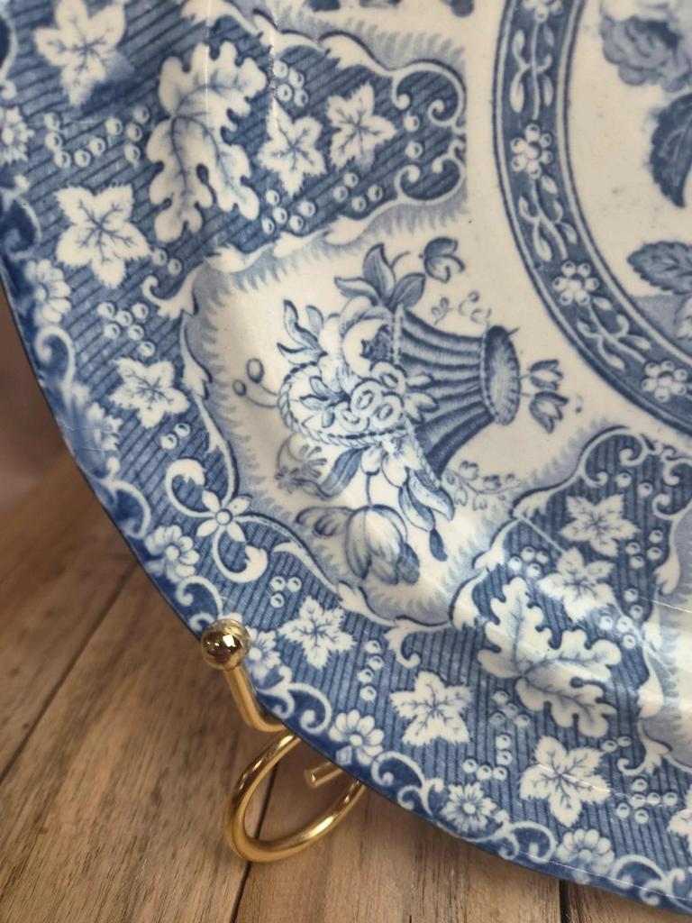 Assiette anglaise Xixe décor Filigree Spode – faïence fine bleu blanc vers 1830