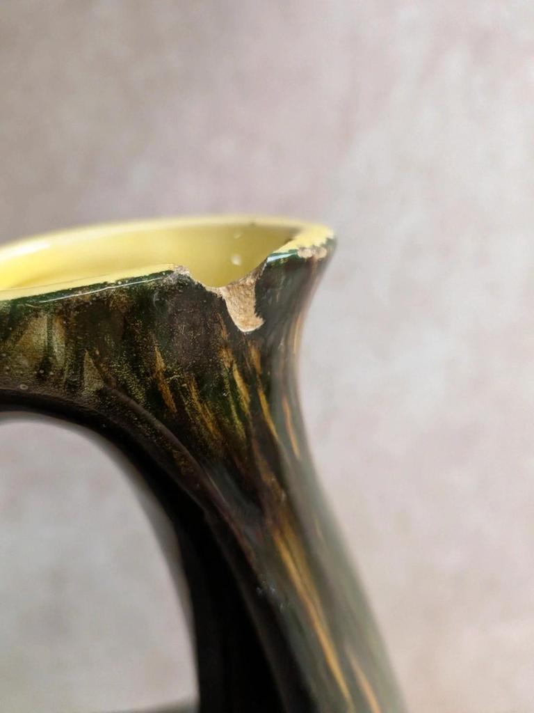 Grand vase pichet Saint-clément – Céramique émaillée verte – Vintage