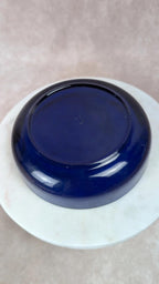 Coupelle vintage en verre bleu cobalt et métal argenté