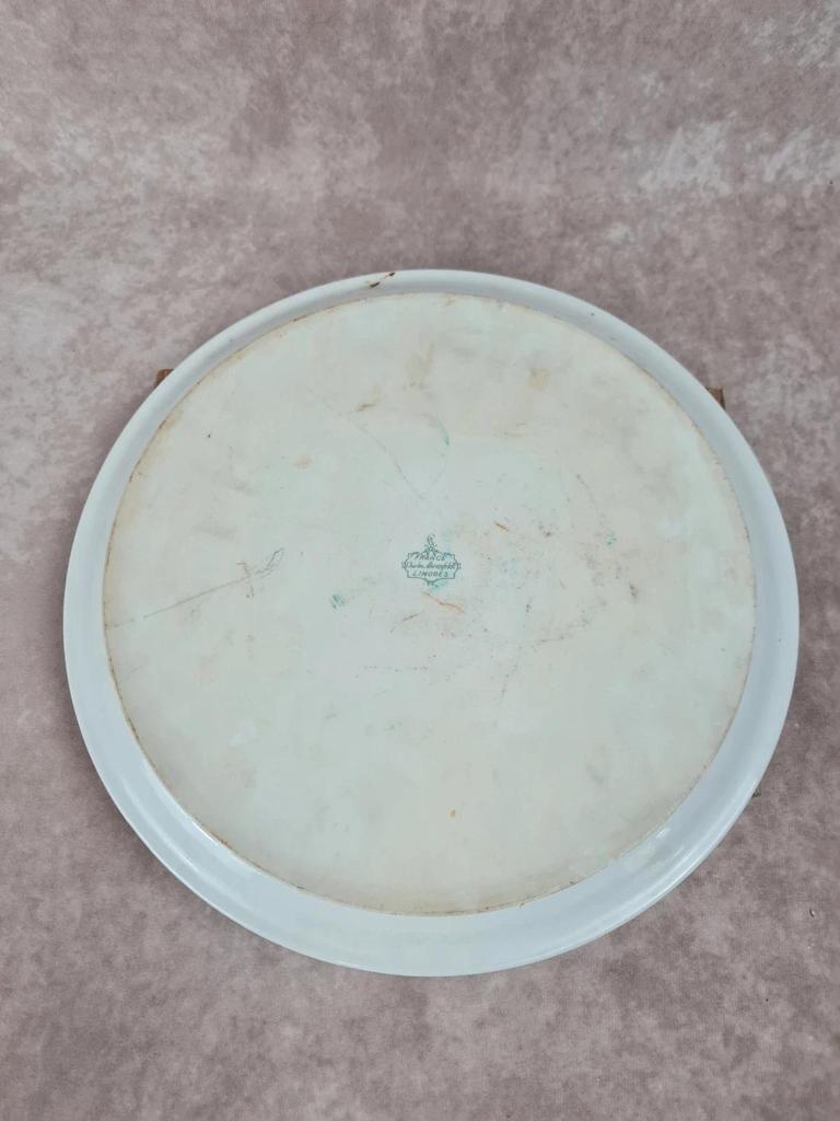 Plat ancien en porcelaine de Limoges Charles Ahrenfeldt – décor doré 🌿