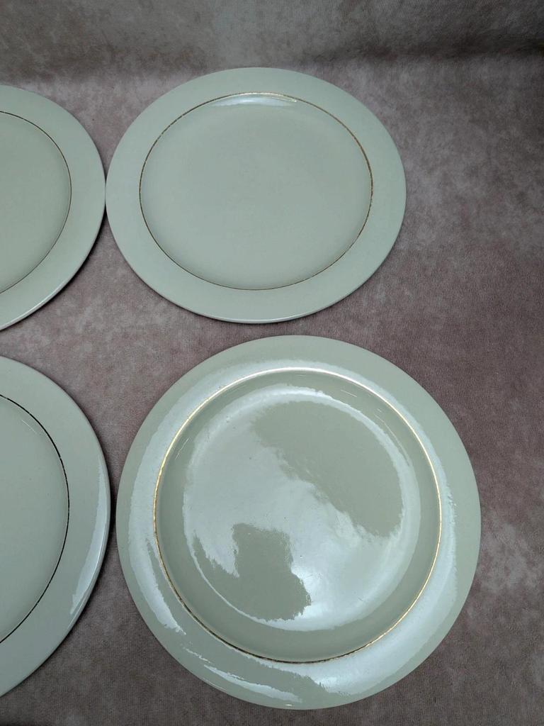 Lot de 10 assiettes plates Opaceline Salins liseré doré vintage
