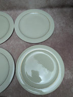 Lot de 10 assiettes plates Opaceline Salins liseré doré vintage