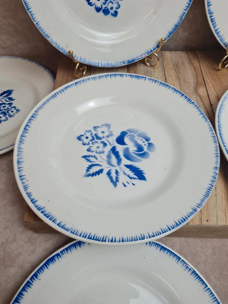 Lot de 10 assiettes plates vintage Digoin Sarreguemines modèle Simone Egp bleu 💙