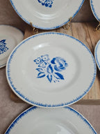 Lot de 10 assiettes plates vintage Digoin Sarreguemines modèle Simone Egp bleu 💙