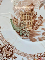Assiette plate ancienne en terre de fer Longwy – Modèle Cyprus polychrome