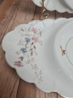 Lot de 2 sous-tasses anciennes porcelaine fine Franco-anglaise Paris décor fleuri doré égoïste