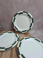 Lot de 10 assiettes à dessert Salins – Opaceline Jamier Vert – damier vintage