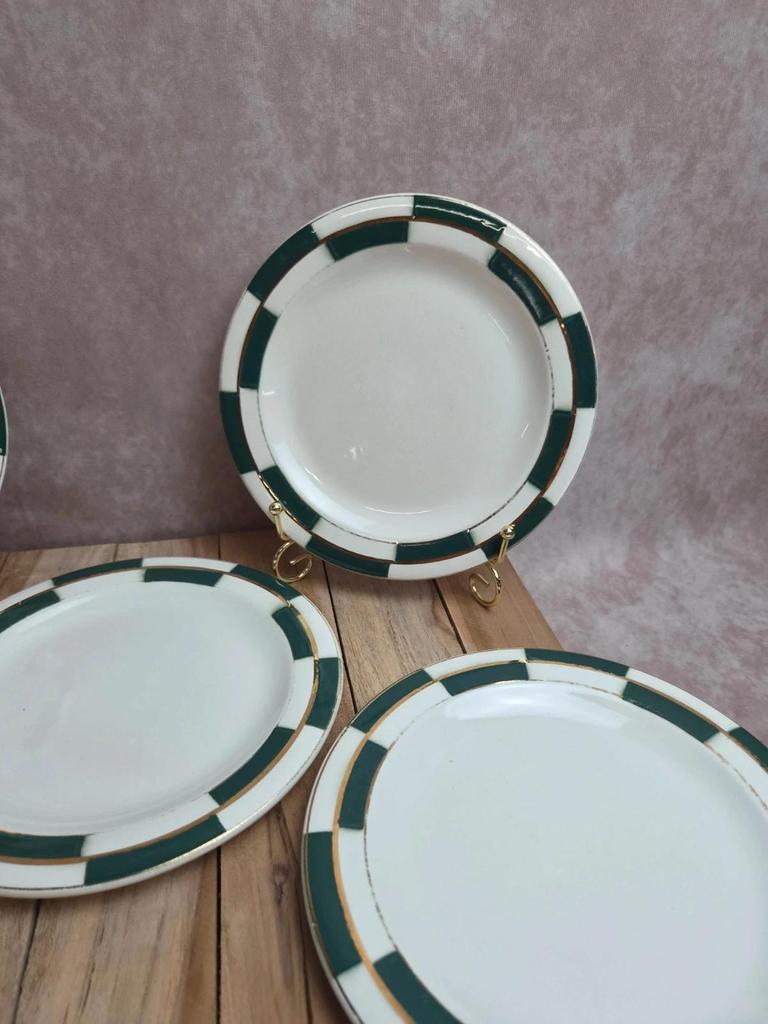 Lot de 10 assiettes à dessert Salins – Opaceline Jamier Vert – damier vintage