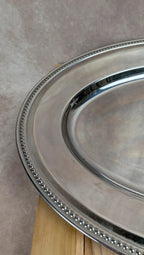 Grand plat ovale en inox vintage