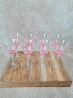 Lot de 8 verres à vin Crystal d’arques – dégradé rose vintage 🌸