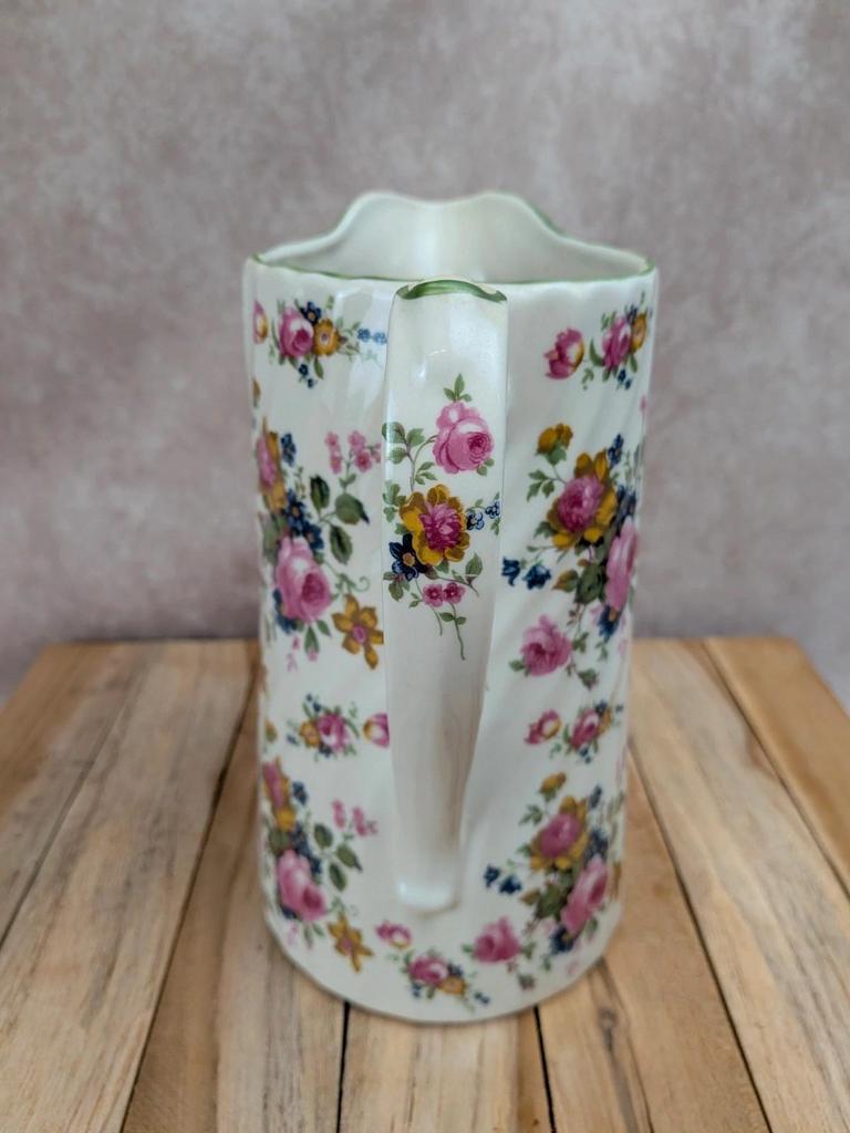 Grand pichet Fleury Staffordshire – décor floral anglais