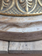 Grande lampe vintage en laiton moulé – Phénix – socle en onyx – années 60/70