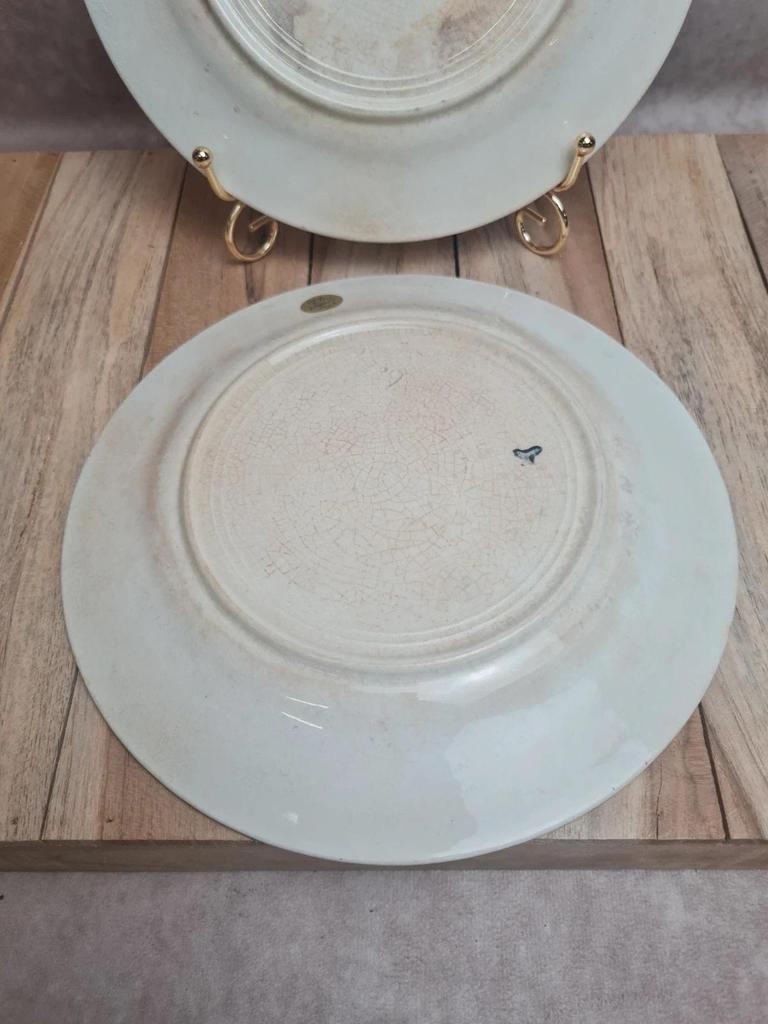 Lot de 2 assiettes à dessert anciennes Églantine Onnaing – décor rouge fleuri 🌿🍓