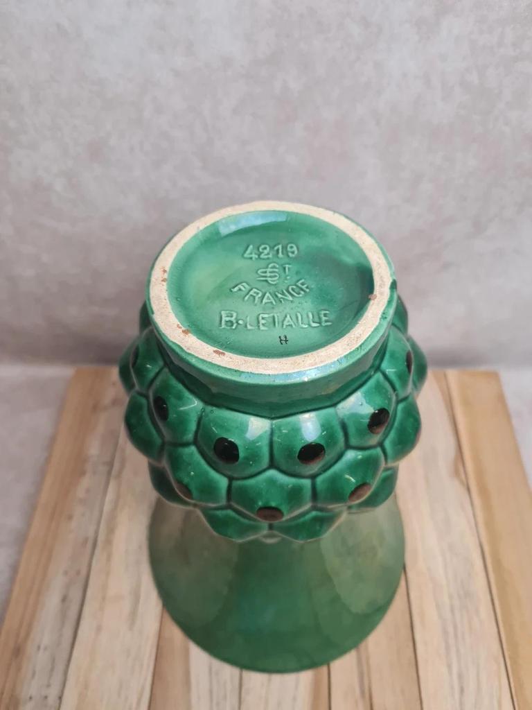 Grand vase Saint-clément modèle Ananas 🍍 vert – design Blanche Letalle – pièce vintage