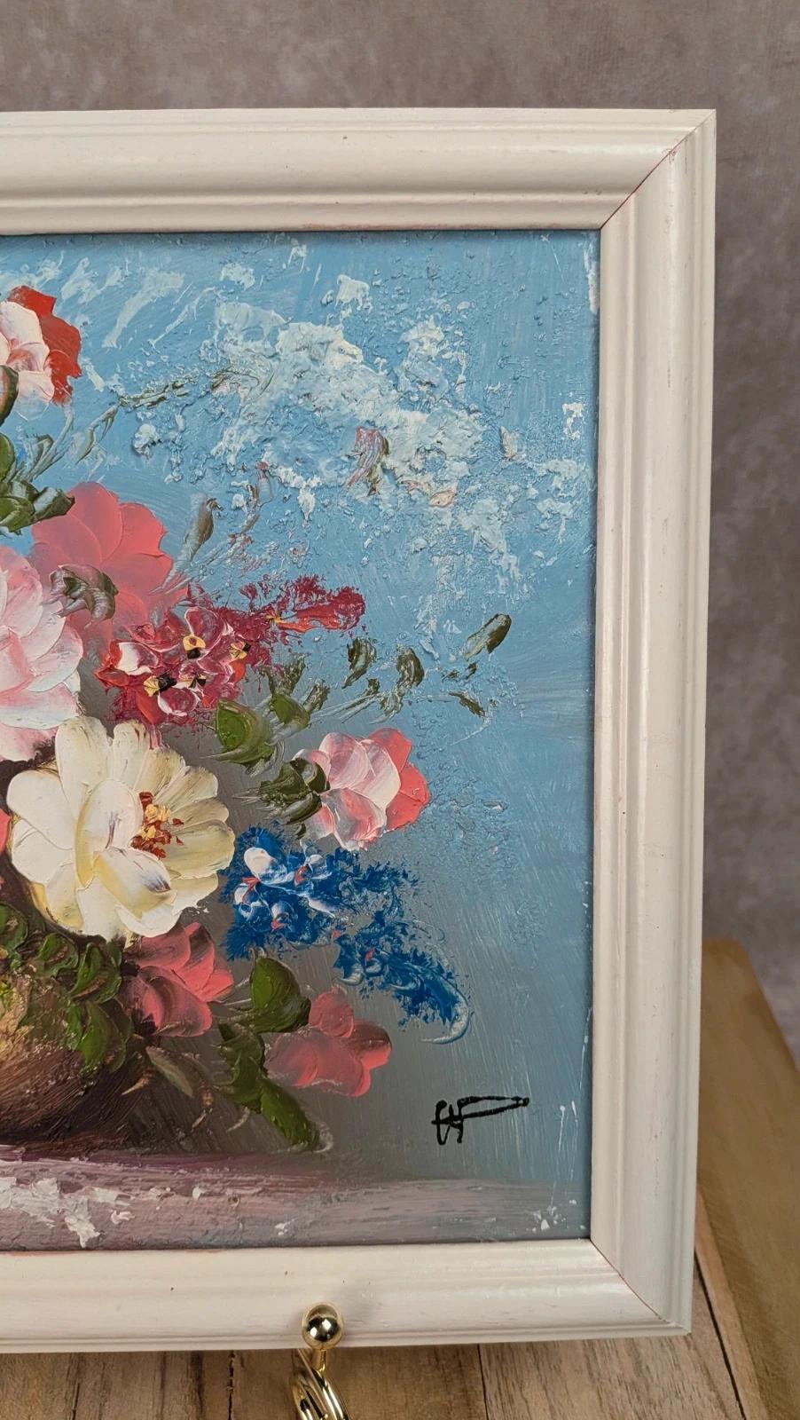 Peinture nature morte – Bouquet de fleurs – Tableau peint à la main