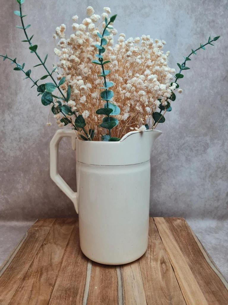 Cruche ancienne Terre de Fer Longchamp Primax – pichet vintage blanc décoratif 🤍