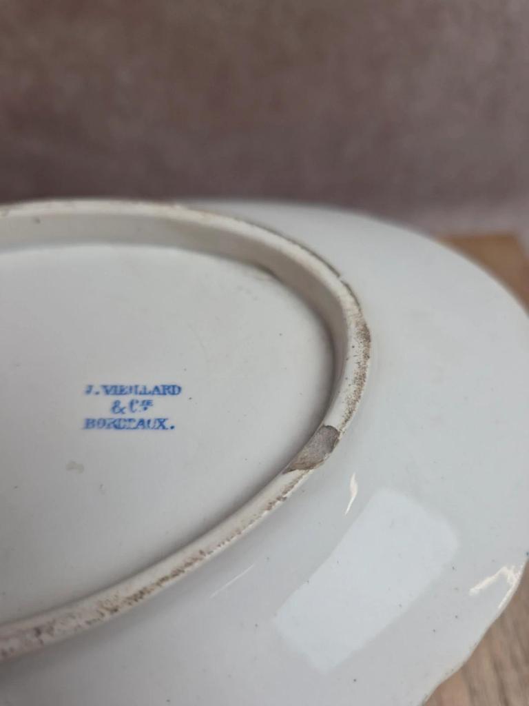 Saucière ancienne Jules Vieillard & Cie Bordeaux – Modèle Guirlande - Faïence fine Xixe