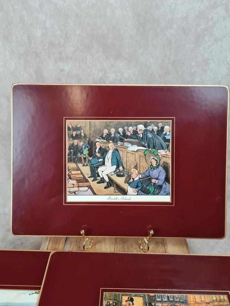 Lot de 6 dessous de table Lady Clare Matador 🍷 | Scènes Charles Dickens vintage 🇬🇧