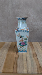 Vase chinois décor floral & oiseaux