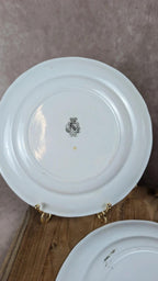 Lot de 3 assiettes anciennes Luneville décor floral & insectes