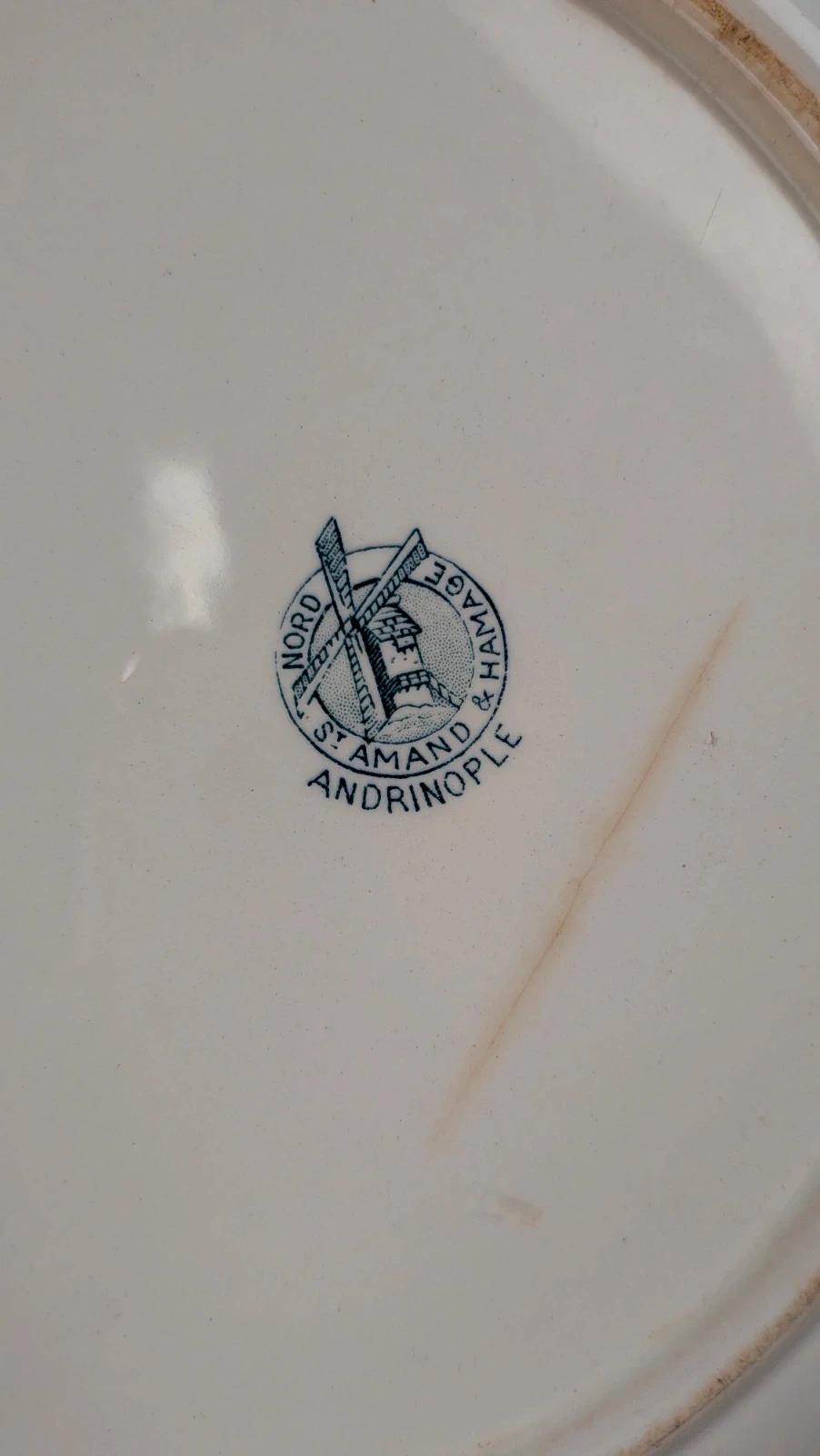 Plat ancien faïence Nord St Amand & Hamage – modèle Andrinople