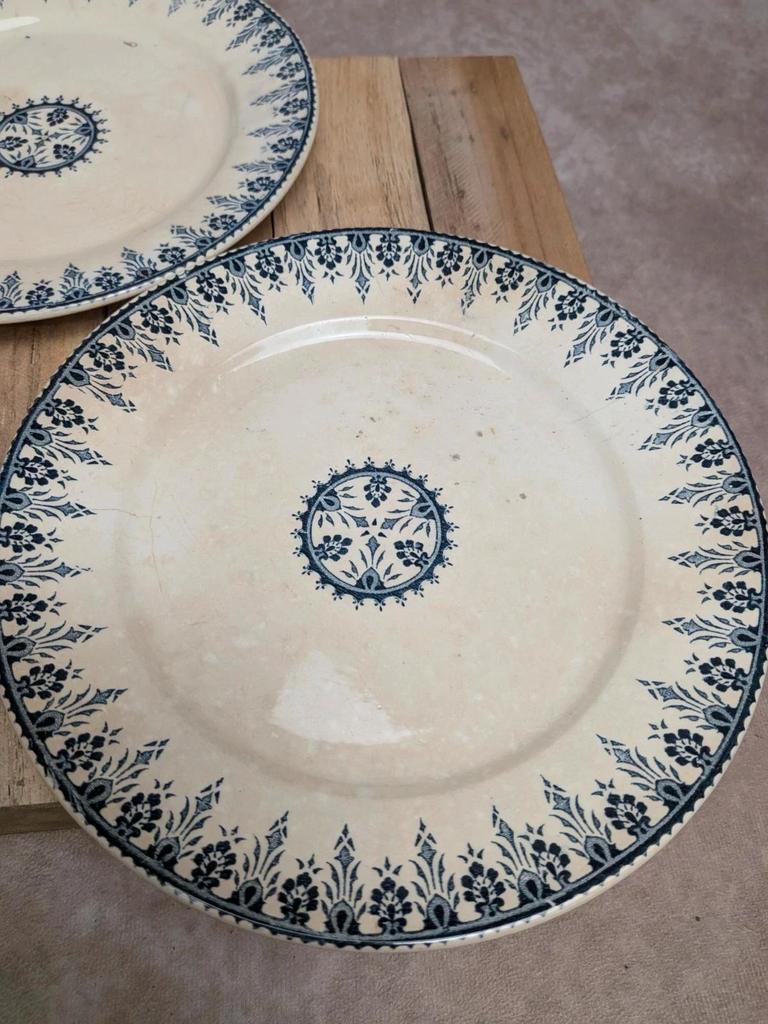 Lot de 3 assiettes à dessert Terre de fer Sarreguemines Digoin modèle Alger