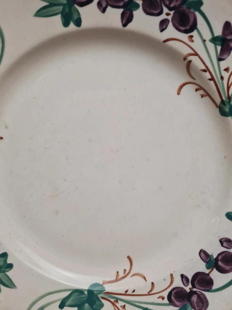 Assiette Gien ancienne décor floral violet 💜 terre de fer style campagne