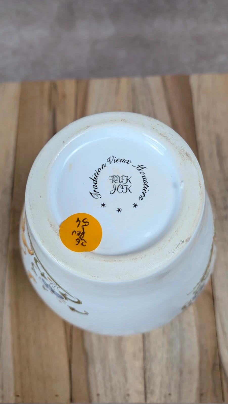 Vase faïence décor Moustiers style champêtre