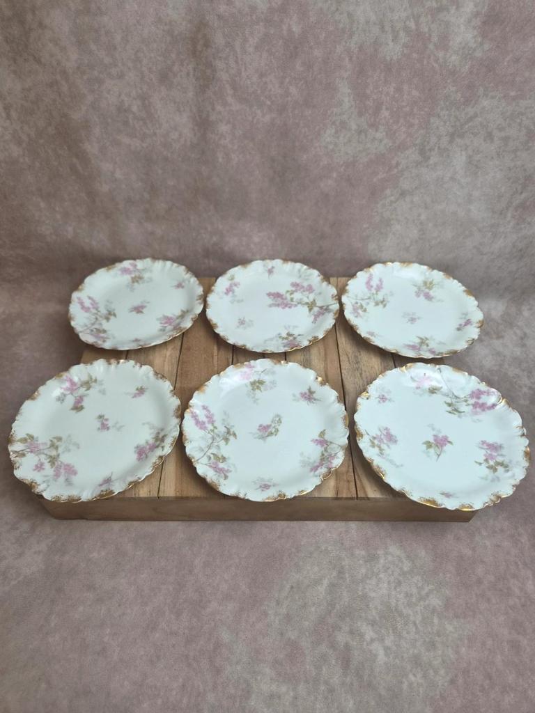 Service à dessert ancien porcelaine de Limoges Cfh Gdm – 7 pièces