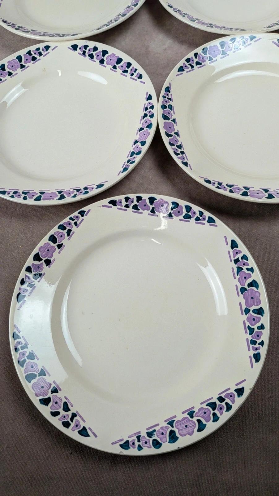 Lot 9 assiettes plates Longchamp Terre de Fer modèle Cannes