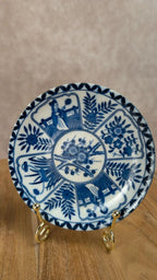 Paire de sous-coupes anciennes bleues décor oriental