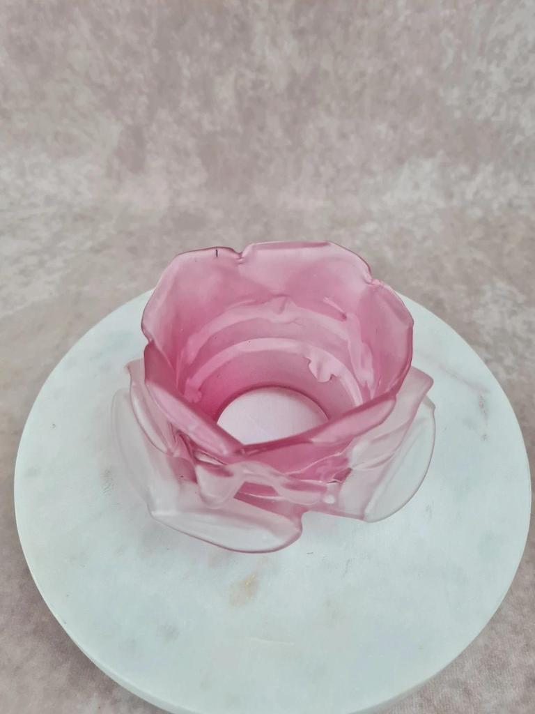 Abat-jour ancien en opaline rose 🌸 verre dépoli Art Nouveau