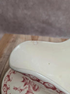 Grande saucière ancienne Terre de fer Gien modèle Chardon rouge