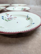 Lot de 6 assiettes creuses Sarreguemines – modèle Strasbourg – décor floral peint à la main