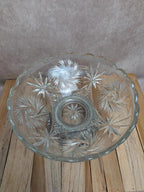 Coupe vintage en verre taillé sur pied métal argenté