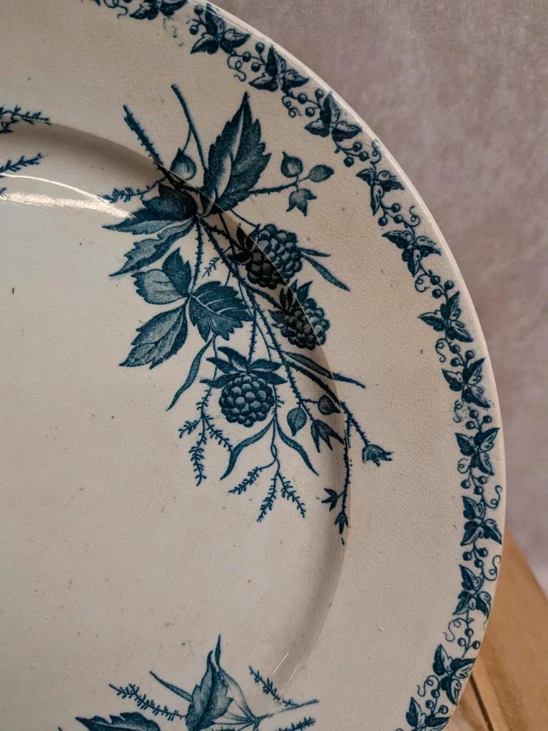 Assiette terre de fer Badonviller modèle Mûre – décor bleu