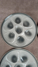 Lot de 5 assiettes à coquillages – moules en relief – faïence vintage