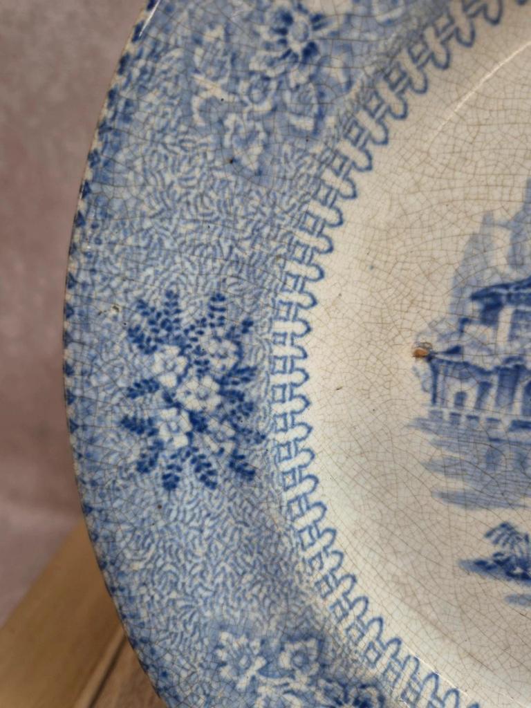 Assiette anglaise ancienne Xixe siècle bleu transferware Cem Clementson Brothers